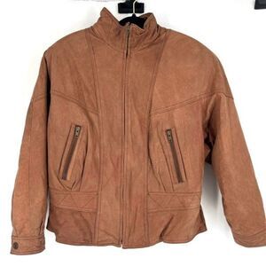 Vintage Wilsons Leather Womens Genuine Leather Insulated Aviator Jacket Brown XL